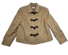 Vintage Talbots 12 Peacoat Pure Camel Hair Tan Brown Short Toggle Close Italy