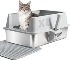 Stainless Steel Cat Litter Box with Lid, XL Metal Litter Box, Extra Large Lit...