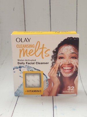Olay Cleansing Melts + Vitamin C Face Wash, 32 count, Water-Activated Face Wash 