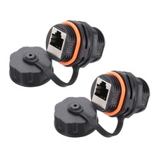 RJ45 Panel Mount Coupler,Bulkhead Ethernet Connector Orange,Pack of 2 
