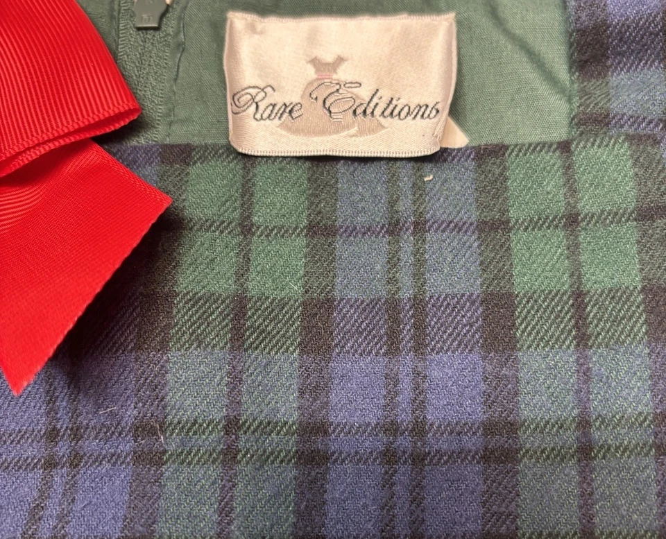 Редкие издания Рождественский джемпер платье Санта зеленый клетку ребенка ясельного возраста девочек размер 4T - Изображение 2 из 4