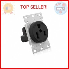 ELEGRP 50 Amps 250V Flush Mounting Power Outlet, NEMA 6-50R Receptacle, Straight