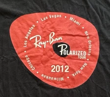Ray-Ban T-Shirt Black Mens M Tee Polarized Tour 2010s Limited Cities Concert Tee