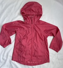 Lands' End Windbreaker Lightweight Zip Jacket Sz 4 Girls Hood Packable Pink