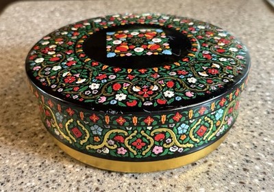 Vintage Floral Metal Biscuit Tin Embossed With Lid From K-Mart