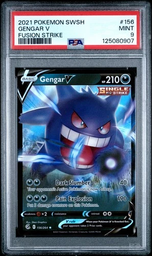2021 POKEMON SWORD & SHIELD FUSION STRIKE #156 GENGAR V PSA 9