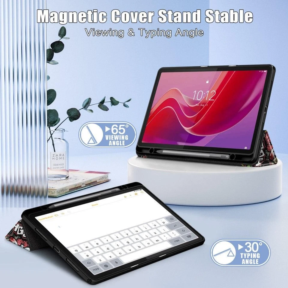 Funda inteligente con patrón de soporte triple plegable de cuerpo completo para Tab Lenovo M11 - Graffiti Foto 4 de 4