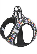 HEELE Dog Harness Step-in Soft Mesh Reflective Harness Black Flower, S