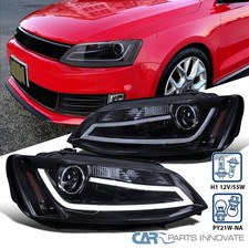 Fits 2011-2018 Vw Volkswagen Jetta Smoke Projector Headlights Led Bar Head Lamps