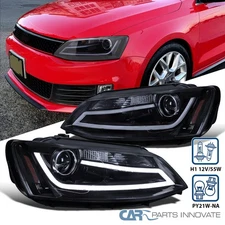 Fits 2011-2018 VW Volkswagen Jetta Smoke Projector Headlights LED Bar Head Lamps