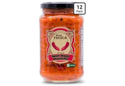 12 Pack Mama Fresca Sweet Pepper Bruschetta 12.7 oz Jar Natural Vegan Spread Dip