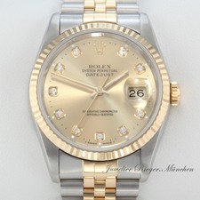 Rolex Datejust 36 mm 16233 2000 Diamanten Stahl Gelbgold 750 Automatik Gold