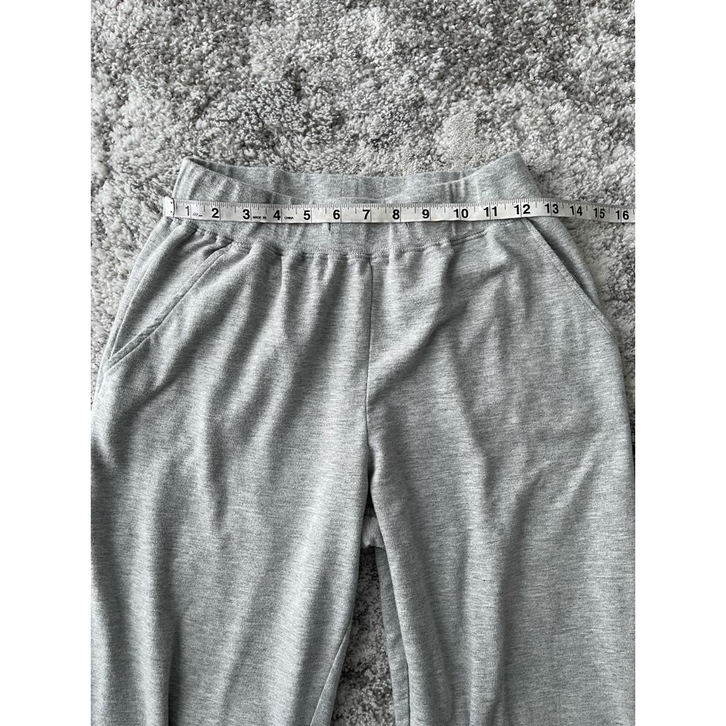 West Loop Womens Cropped Pants Gray Heathered Elastic Waist Cotton