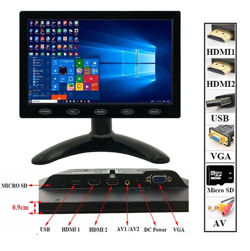 7" IPS LCD Screen CCTV Monitor USB/SD/AV/VGA/HDMI for Raspberry Pi DSLR XBOX - Picture 2 of 12