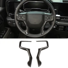 Interior Steering Wheel Cover Trim For Chevrolet Silverado 1500 19-25 Black Wood