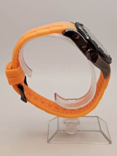 Montreux Mens Date Watch Swiss Made 100meter Water Resistant Orange Rubber Strap - Picture 3 of 12
