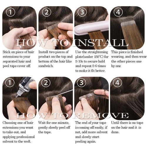 40pcs 100g Thick Russian Remy Tape In Human Hair Extensions Invisible Skin Weft - Picture 21 of 73