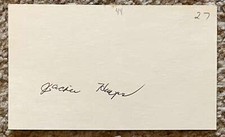 Jackie Hayes signed card- White Sox Senators debut 1927
