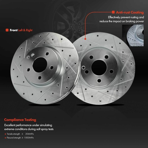 Drilled Brake Rotor & Ceramic Brake Pad for Mercedes-Benz C300 C350 E250 SLC300 - Picture 4 of 8