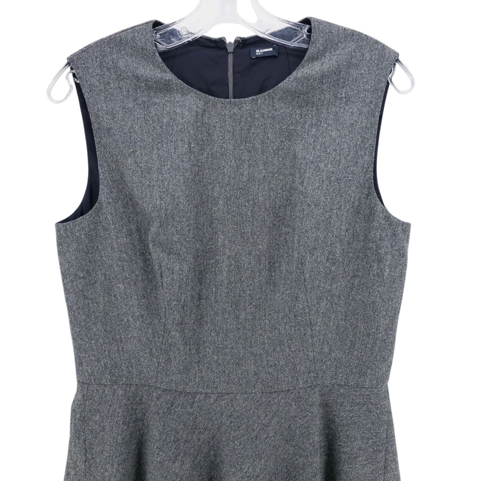Vestido JIL SANDER Azul Marino Mezcla de Lana Gris Ajuste y Acampanado Usado en Excelente Condición Talla 42 - EE. UU. Talla 12 Foto 2 de 4