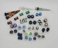 Ear Gauges, Earings ,Plugs Lot of 16 sets And Singles Various Sizes 6,8,10,+