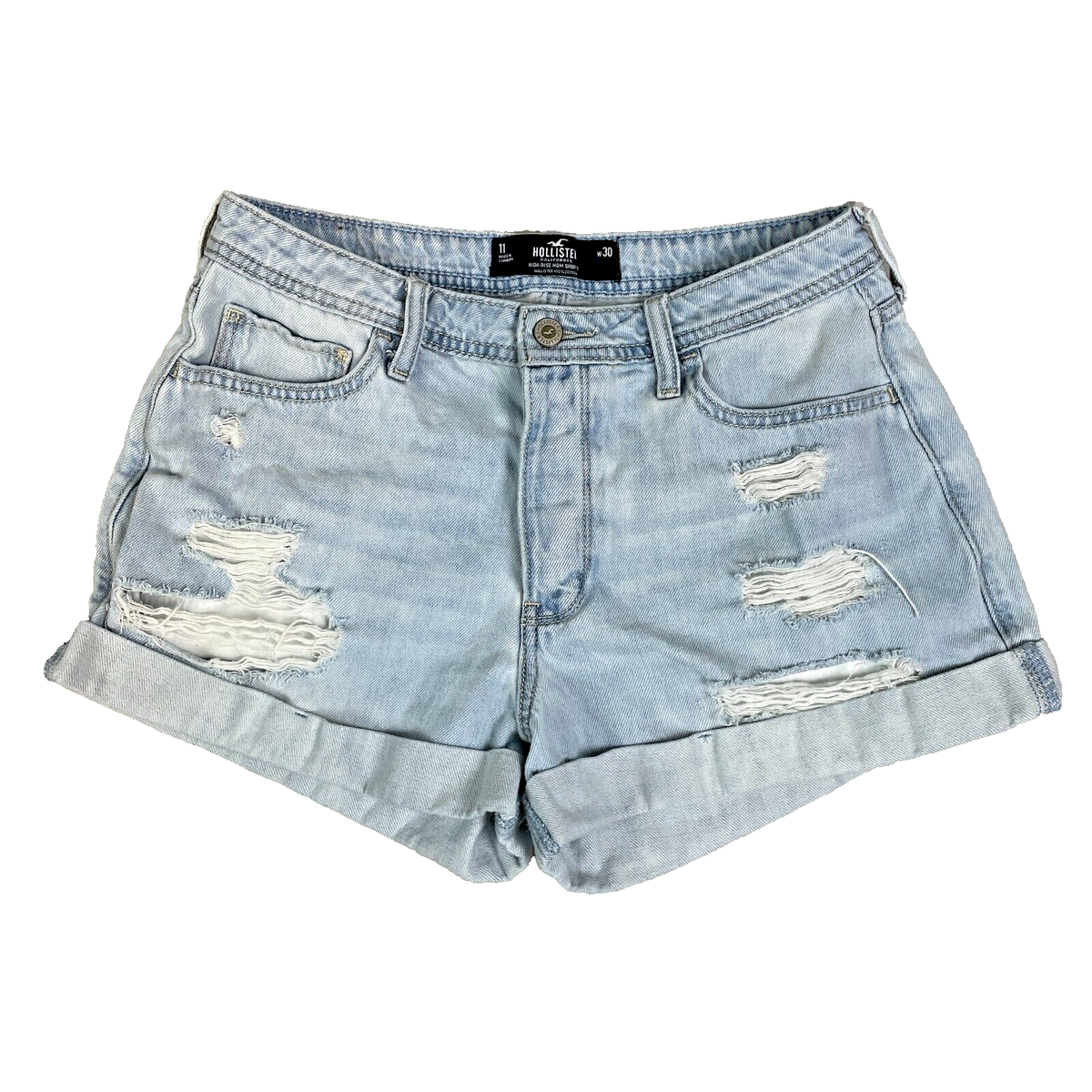 Hollister Jean Shorts Womens Size 30 Distressed Button Fly High Rise Mom Y2K