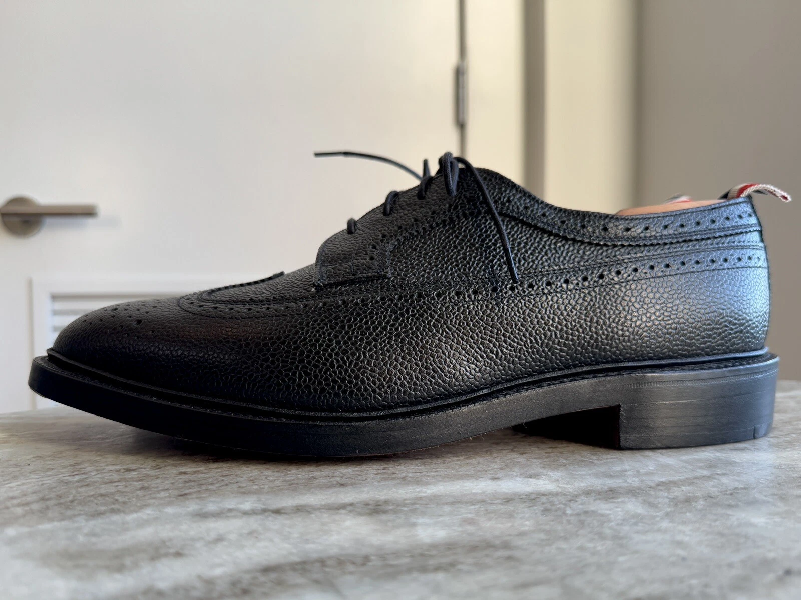 THOM BROWNE SUOLA IN PELLE LONGWING BROGUE 12 45 WINGTIPS NERO ITALIA $1200