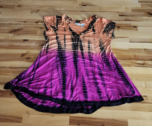 Raya Sun Tunic Top Pink Orange Tie Dye Short Sleeve Size Small - Picture 13 of 13