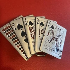 Vtg 1979 Poker Cards Belt Buck, The Great American Buckle Co.  VG+