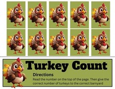 Turkey Count - Learning Center for Preschool   Teaching supplies - DIY PRINTED