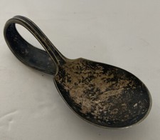 Baby Spoon Silver Plated Curled Bent Handle 3.5" Long Rare Vintage Baby Spoon