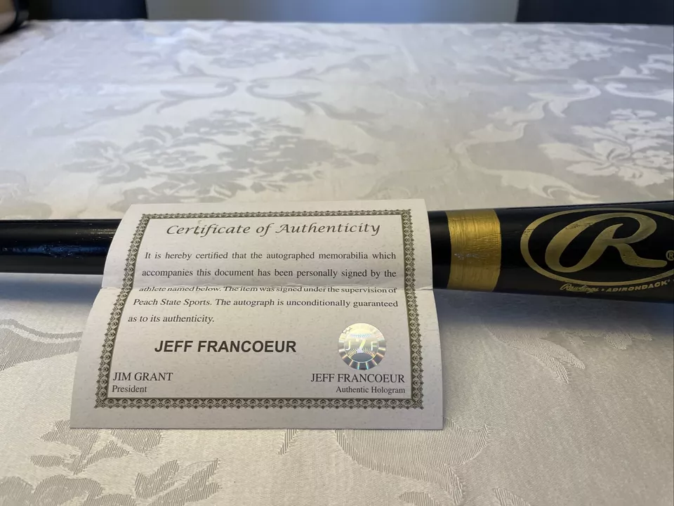 JEFF FRANCOEUR Autographed RAWLINGS BAT Jeff Francoeur COA Peach State Sports - Image 3 of 4