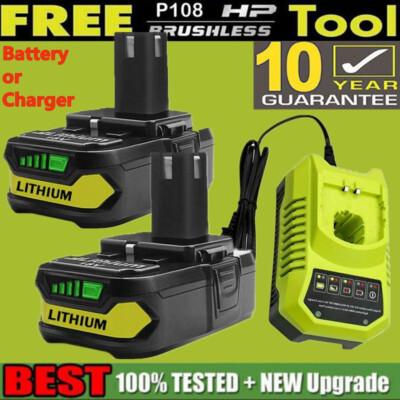 18V For Ryobi One Plus P108 18 Volt Lithium-ion High Capacity Battery /Charger