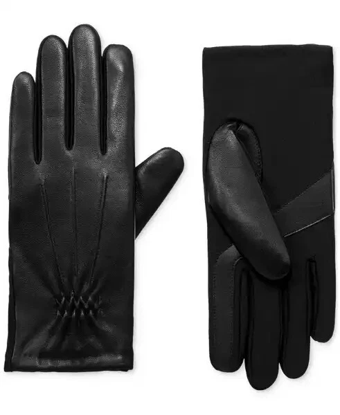 Isotoner womens Sleekheat Stretch Touchscreen Gloves - Large / XL -Black Leather