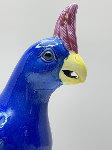 Chinese Parrot Porcelain Royal Blue Figurines 12.75 Inches Vintage Ceramic Asian - Picture 5 of 9