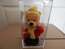 DISNEY WINNIE THE POOH WINTER 2002 POOH PLUSH MINI BEAN BAG 8" WITH ACRYLIC BOX