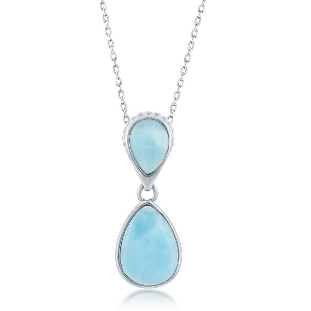 Женская подвеска из стерлингового серебра Larimar Teardrop Скрытый залог
