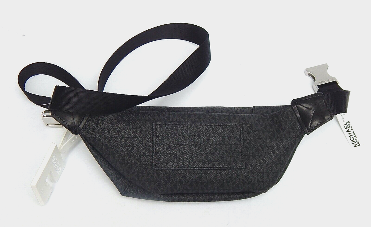 MICHAEL KORS ブラック レザー ボディバッグ ファニーパック MICHAEL KORS BELT WAIST BAG FANNY PACK CROSSBODY BLACK LOGO