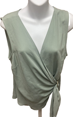 Primark Womens Tank Top Size 10 Green New V-neck Wrap Blouse Academia
