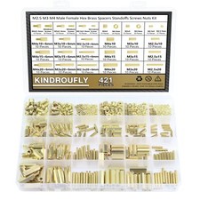 421 Pieces M2.5 M3 M4 Male Female Hex Brass Standoffs Spacers Screws Nuts Kit Br