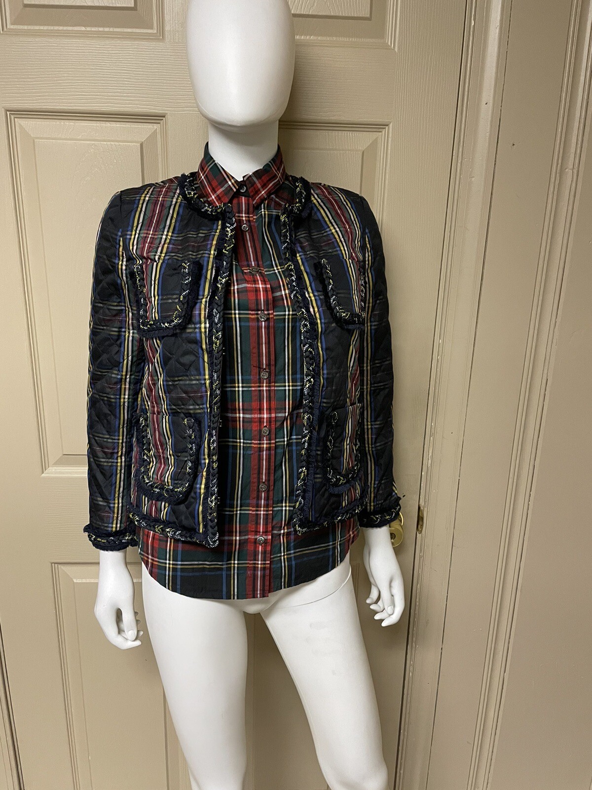 J Crew Women’s Plaid Pocket Jacket And Shirt Set Blue Red Green Jack
