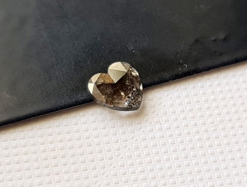 Salt And Pepper Diamond Heart Loose Diamond Cabochon Diamond Charm 6mm - Picture 8 of 10