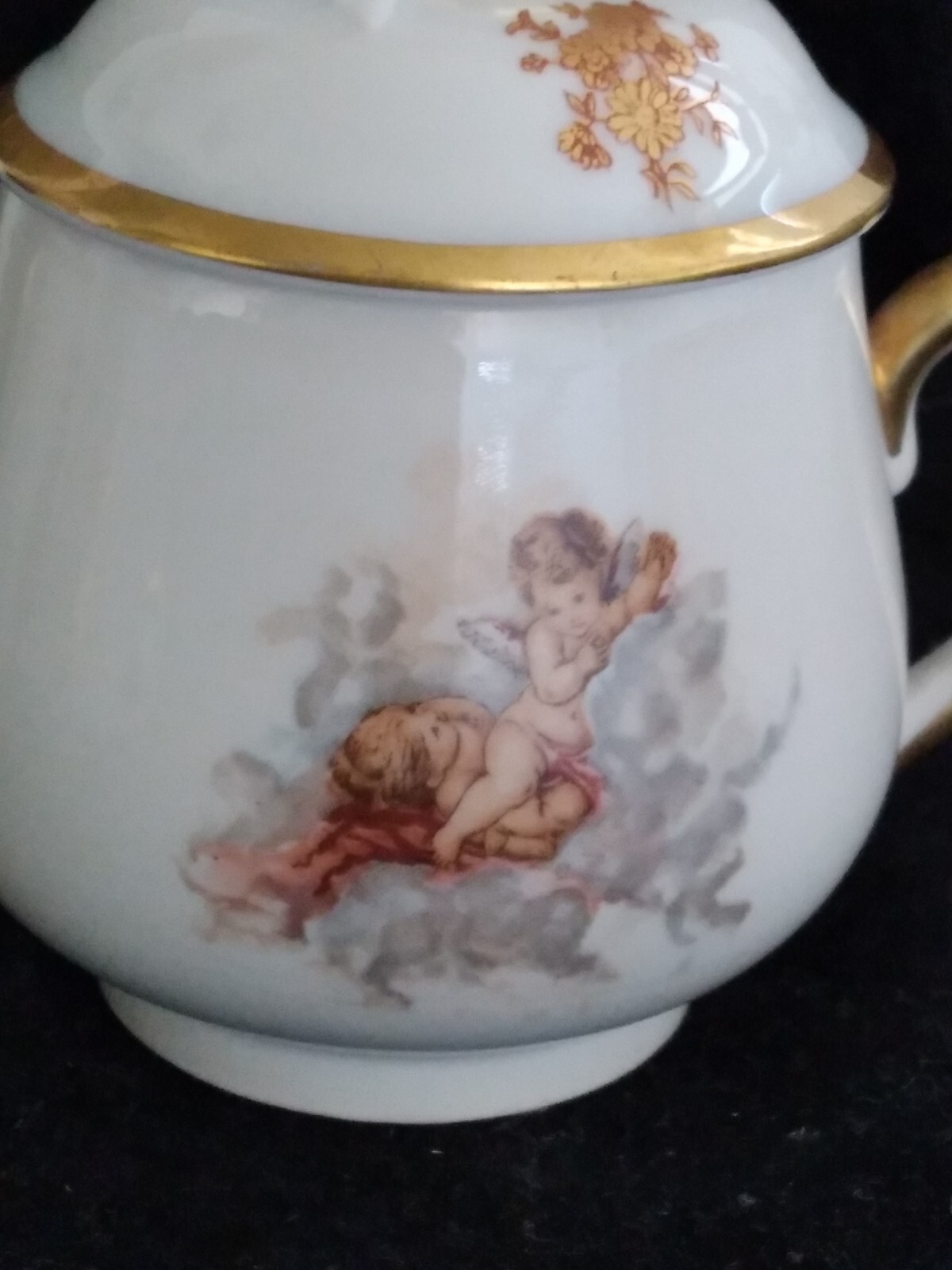 Set of 4 Limoges France Shabby Cherub Putti Cupid Decor Pots De Creme