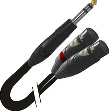 ProX High Performance Y Cable 1/4" TRS-M Stereo to Dual XLR-F