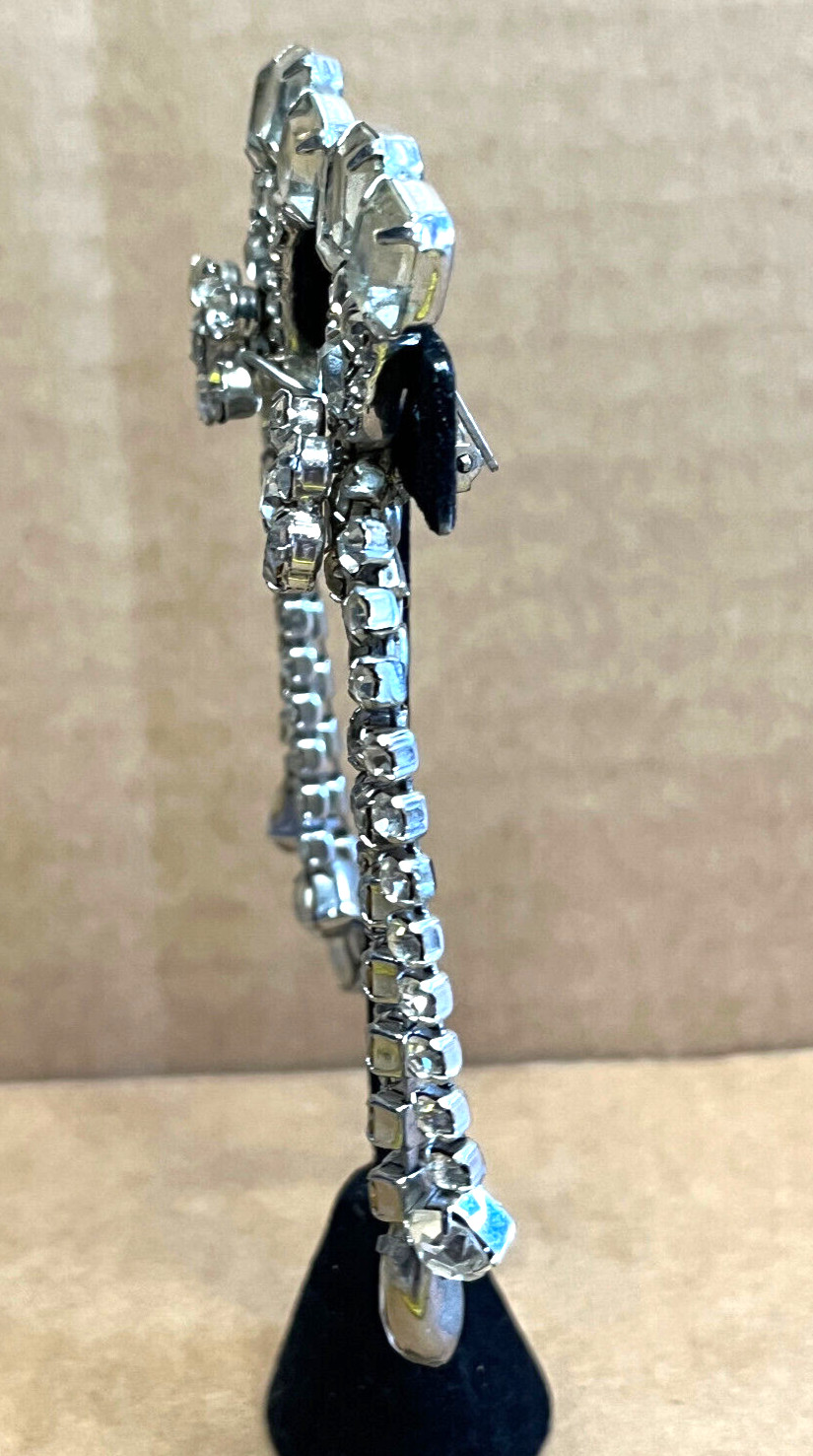 Vintage Unsigned Clear Unsigned Rhinestone Dangle… - image 7