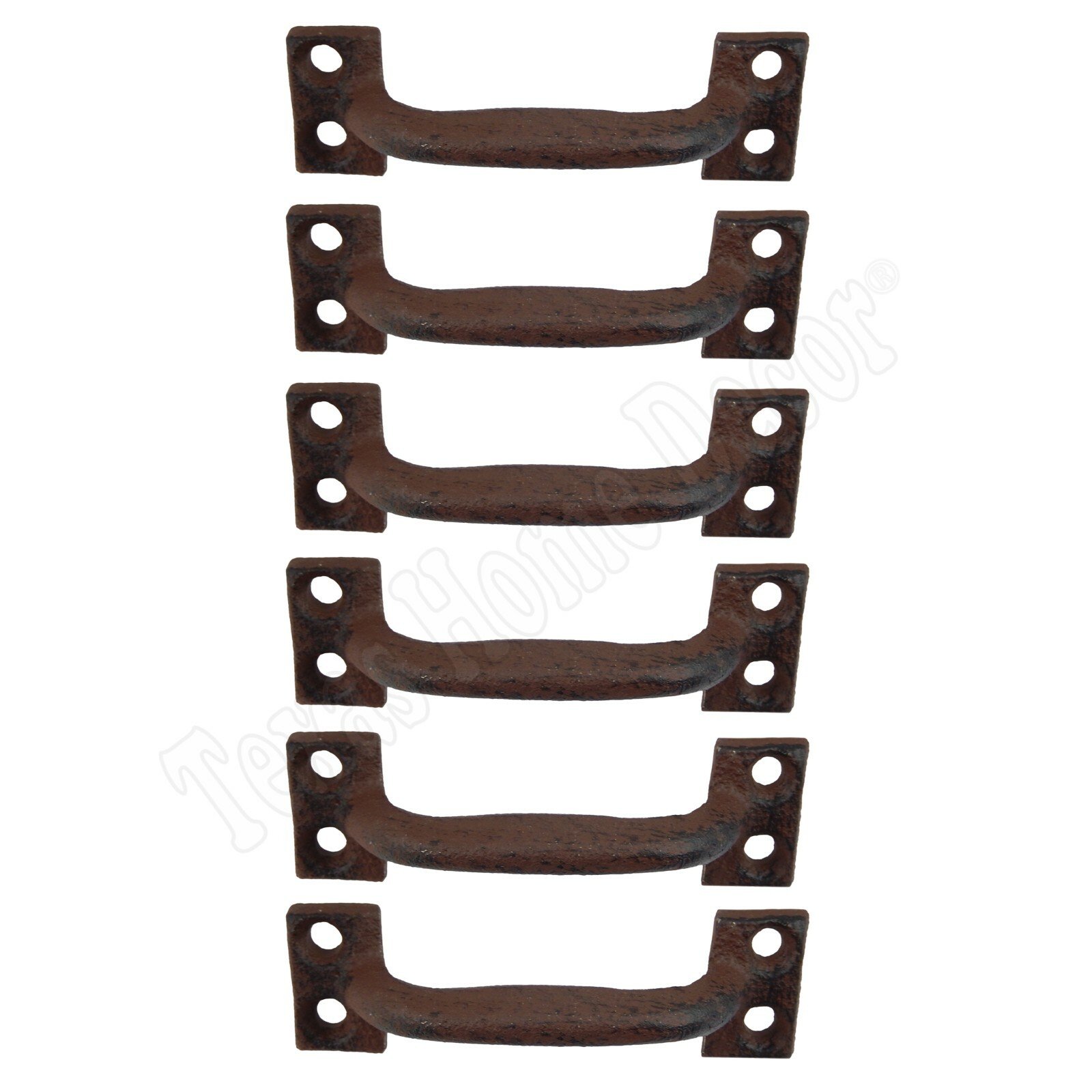 6 Small Door Handles Antique Style Cast Iron Rustic Cabinet Drawer Pull 3 5/8 in