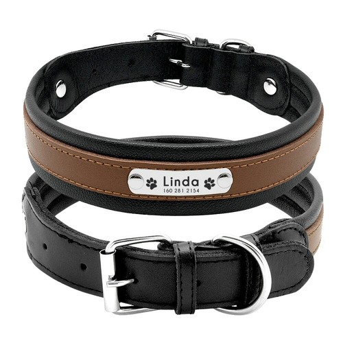 Personalised Large Genuine Leather Dog Collar Custom Engraved Dog Collar - Picture 8 of 12