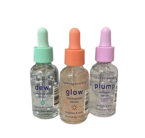 SPA SCENTIALS 3 PK- PLUMP- GLOW- DEW- 3 FACIAL SERUMS! BRAND NEW