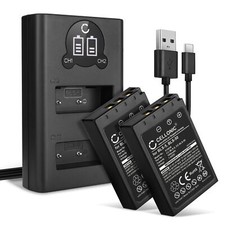 2x Kamera Akku + Dual Ladegerät Set, Ersatz für Olympus BCS-5 Akkuladegerät