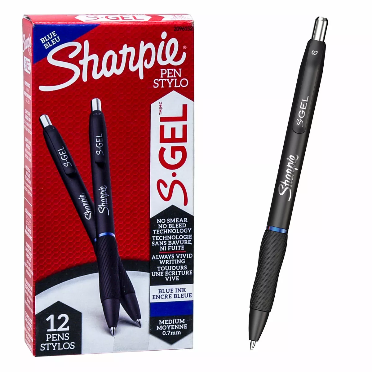 Sharpie S-Gel Pen 2096152, Blue Gel Ink, 0.7mm Medium Point, Box of 12 Pens